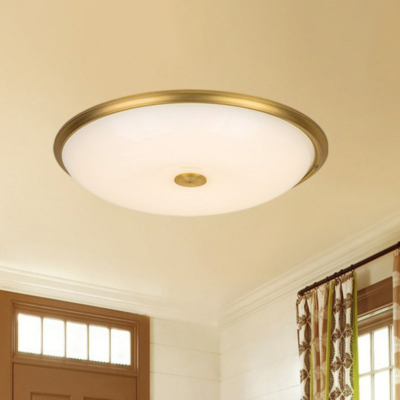 Ultra Thin Milky Glass LED Flush Ceiling Light Fixture for Rustic Bedrooms