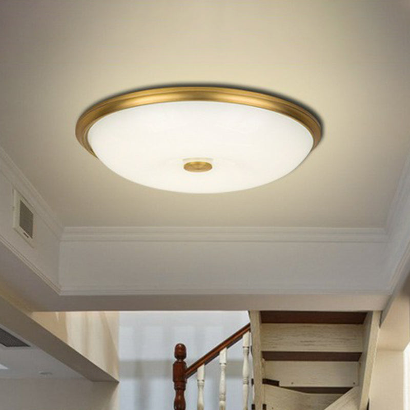 Ultra Thin Milky Glass LED Flush Ceiling Light Fixture for Rustic Bedrooms