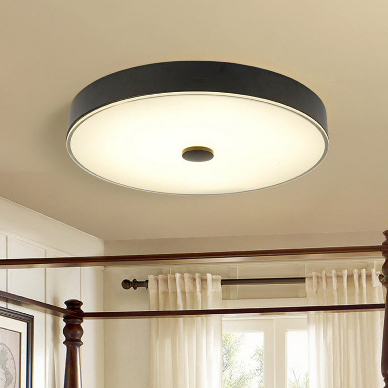 Classic Bedroom LED Flush Mount Lighting: Cream Glass, Round Shape