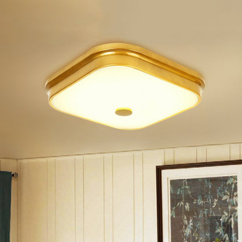 Plafonnier LED en verre opale : luminaire encastré traditionnel à abat-jour carré