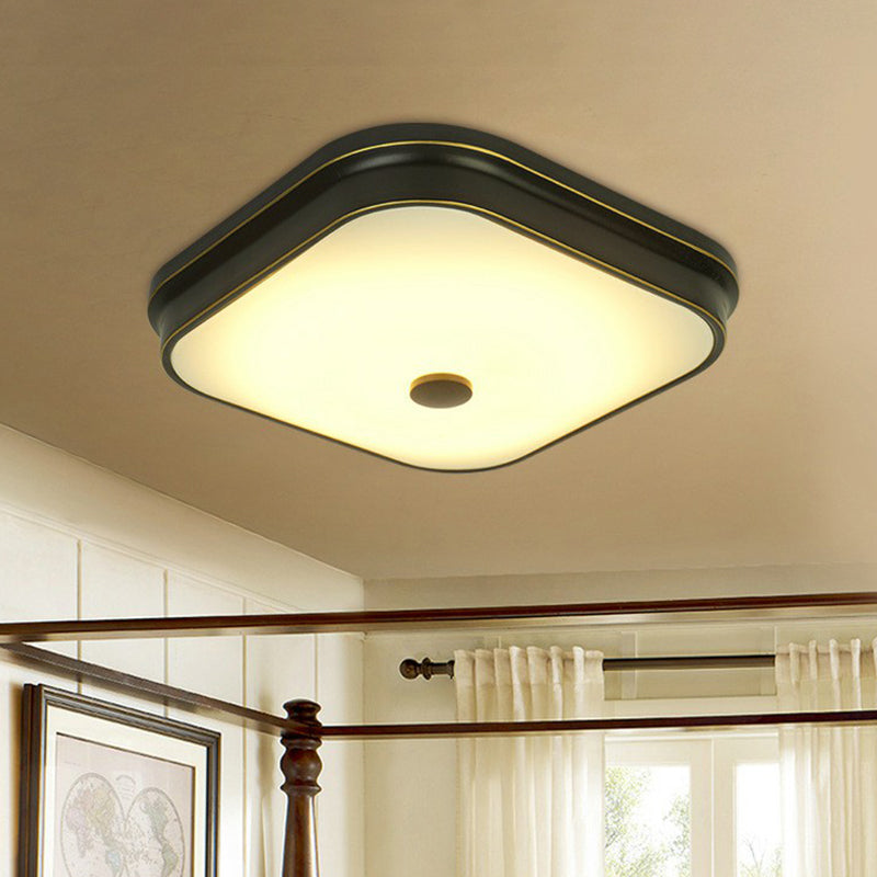 Plafonnier LED en verre opale : luminaire encastré traditionnel à abat-jour carré