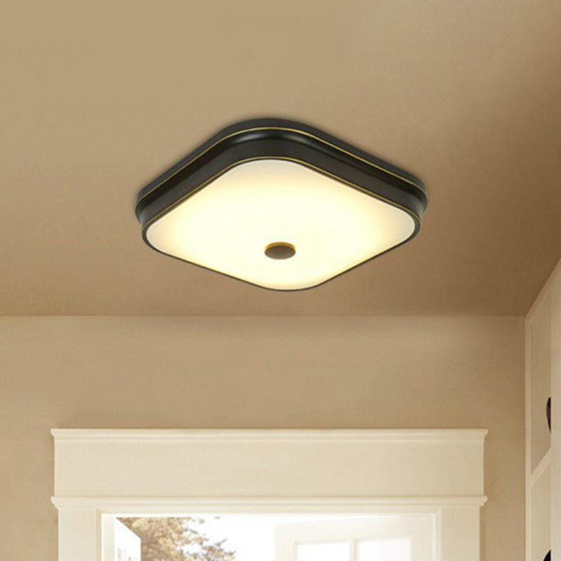 Plafonnier LED en verre opale : luminaire encastré traditionnel à abat-jour carré