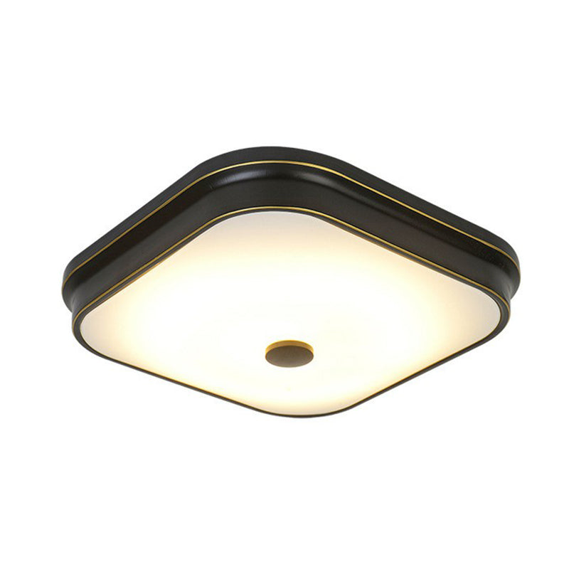 Plafonnier LED en verre opale : luminaire encastré traditionnel à abat-jour carré