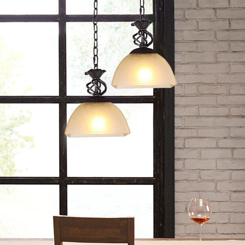 Vintage Brown Glass Pendant Light With Single-Bulb In Bowl Shape