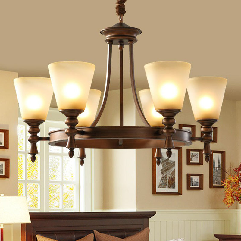Vintage Frost Glass Coffee Chandelier - Stylish Pendant Light For Living Room