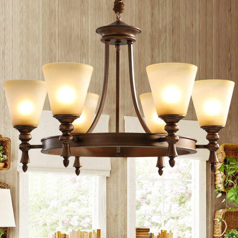 Vintage Frost Glass Coffee Chandelier - Stylish Pendant Light For Living Room