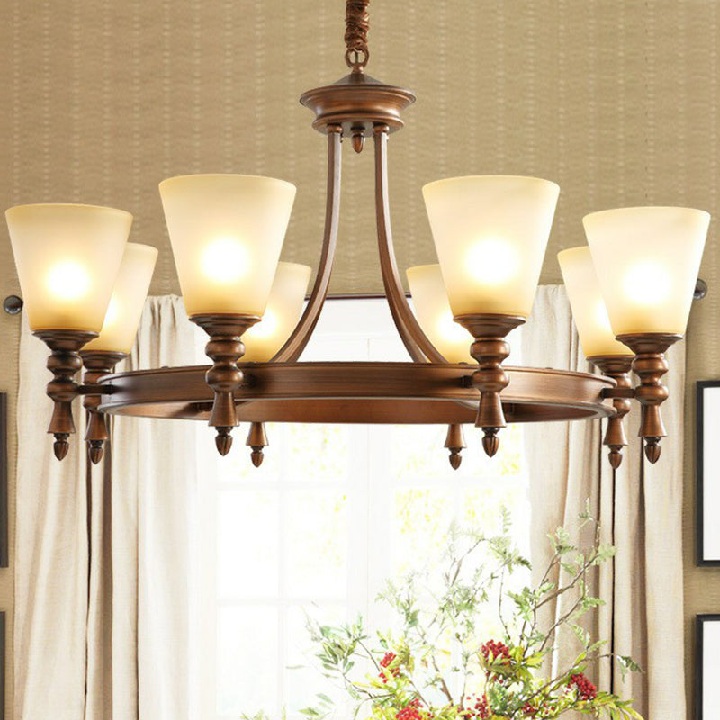 Vintage Frost Glass Coffee Chandelier - Stylish Pendant Light For Living Room