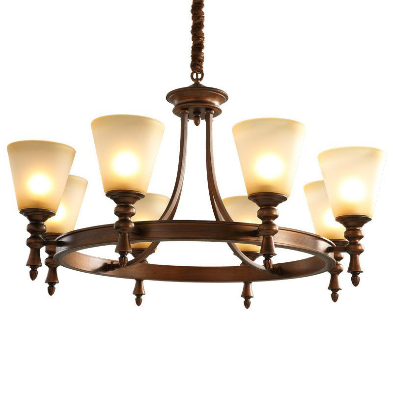 Vintage Frost Glass Coffee Chandelier - Stylish Pendant Light For Living Room