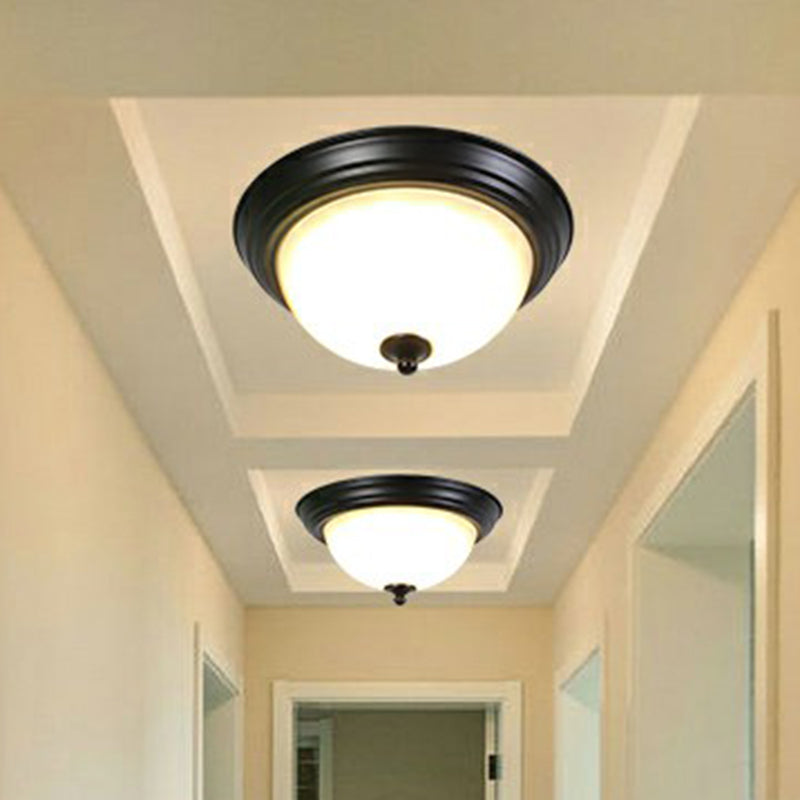 Frost Glass LED Flush Ceiling Light - Vintage Living Room Flush Mount Fixture