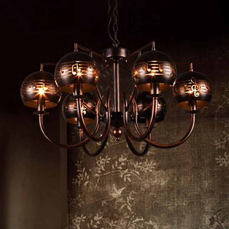 Vintage Rustic 6-Light Metal Hanging Chandelier – Bubbled Etched Ceiling Light for Dining Room