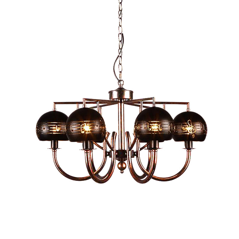 Vintage Rustic 6-Light Metal Hanging Chandelier – Bubbled Etched Ceiling Light for Dining Room
