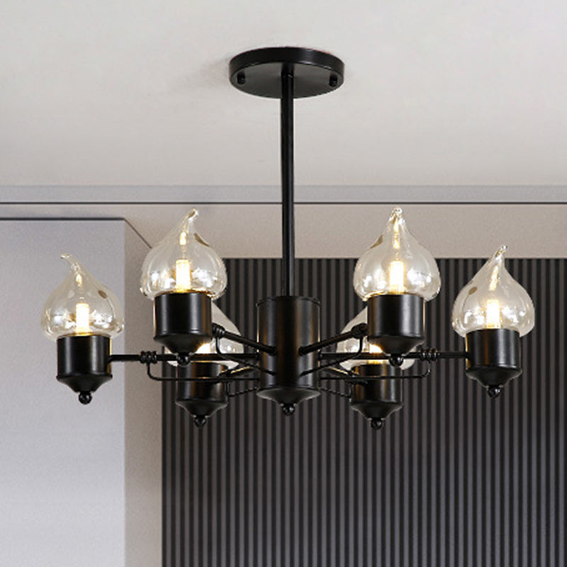 Lustre suspendu cylindrique en verre avec 3/6 lumières industrielles - Idéal pour le salon, comprend un auvent rond