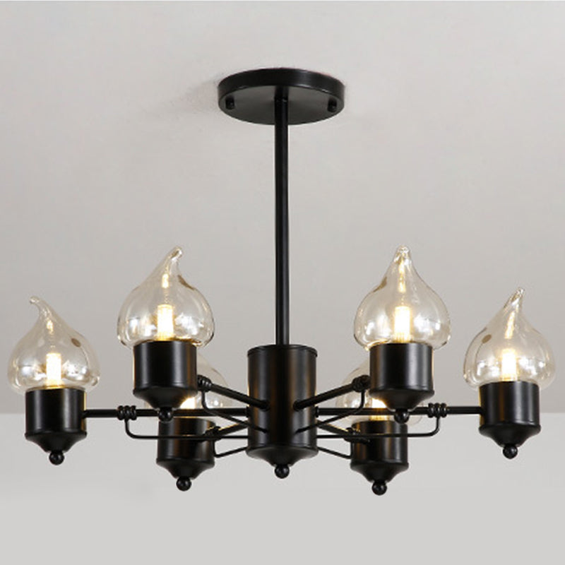 Lustre suspendu cylindrique en verre avec 3/6 lumières industrielles - Idéal pour le salon, comprend un auvent rond