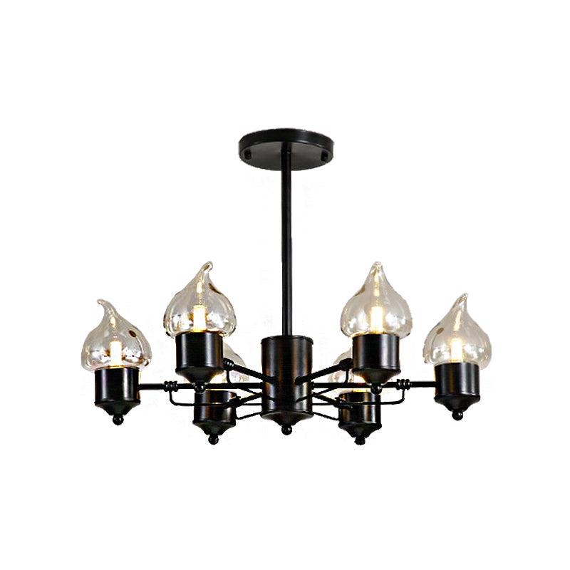Lustre suspendu cylindrique en verre avec 3/6 lumières industrielles - Idéal pour le salon, comprend un auvent rond
