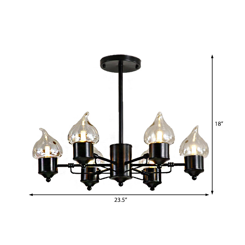 Lustre suspendu cylindrique en verre avec 3/6 lumières industrielles - Idéal pour le salon, comprend un auvent rond