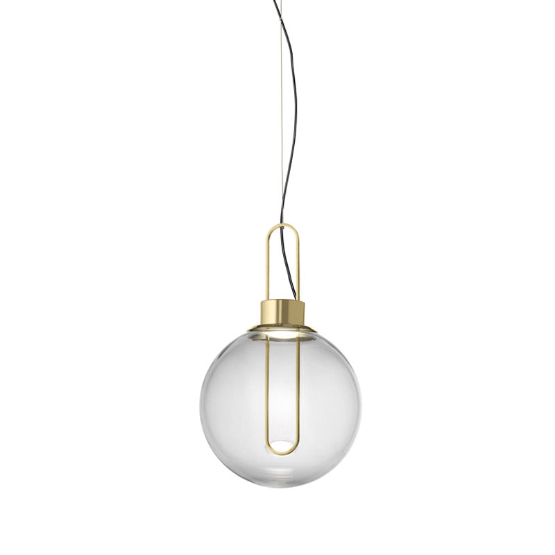 Plafonnier suspendu en forme de sphère en verre transparent moderniste avec 1 lumière en or/chrome/or rose et éclairage blanc