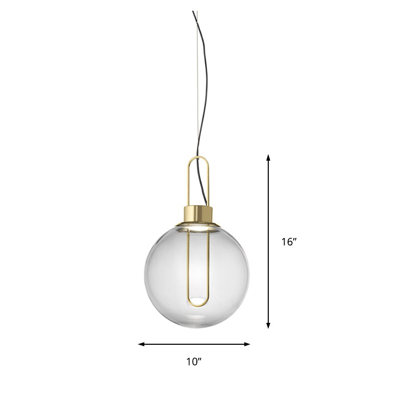 Plafonnier suspendu en forme de sphère en verre transparent moderniste avec 1 lumière en or/chrome/or rose et éclairage blanc