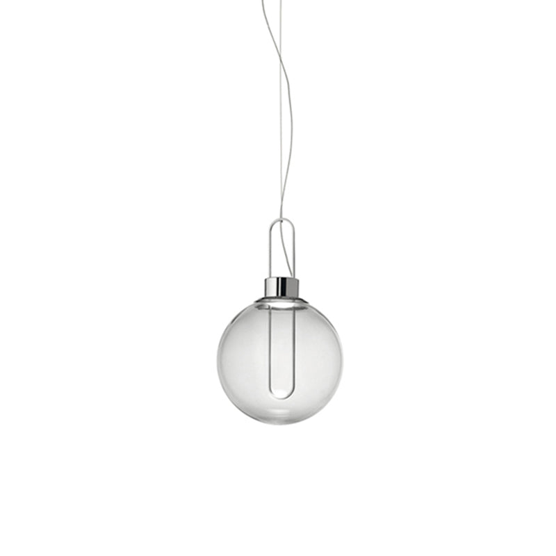 Plafonnier suspendu en forme de sphère en verre transparent moderniste avec 1 lumière en or/chrome/or rose et éclairage blanc