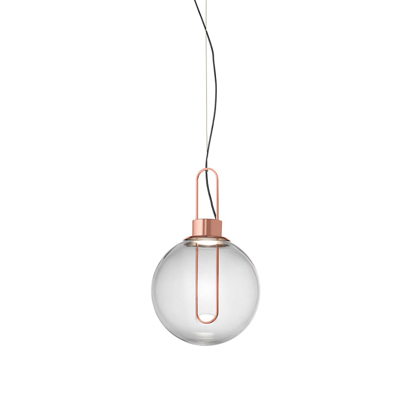 Plafonnier suspendu en forme de sphère en verre transparent moderniste avec 1 lumière en or/chrome/or rose et éclairage blanc