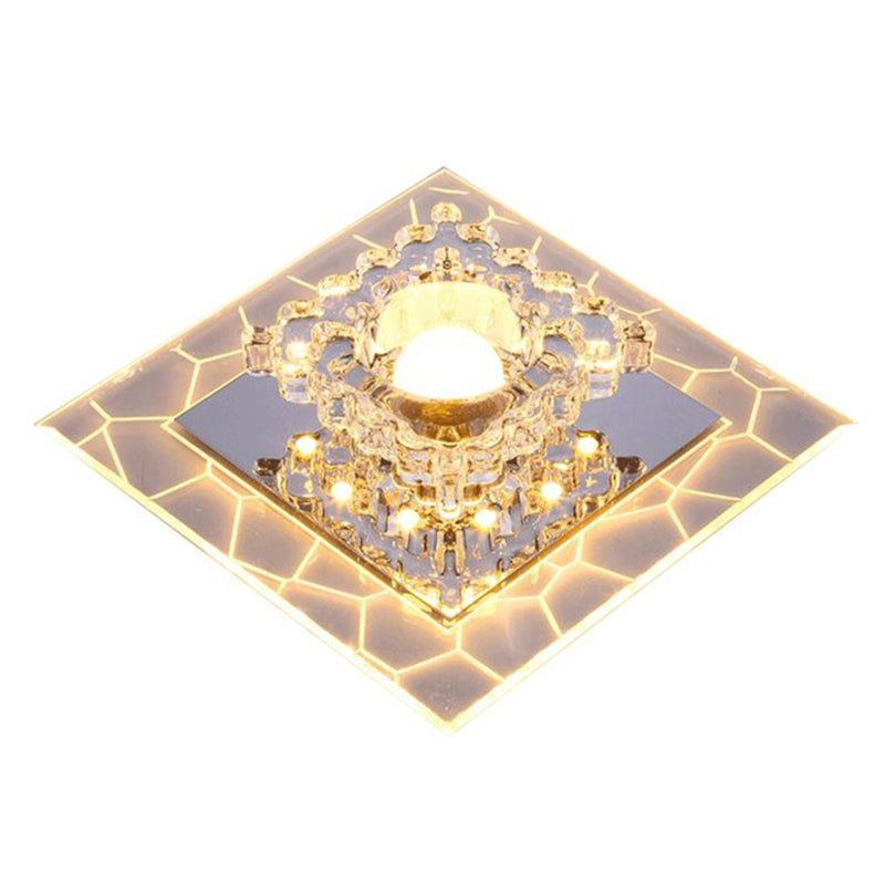 Sleek Square LED Flush Mount Crystal Ceiling Light – Clear Corridor Fixture