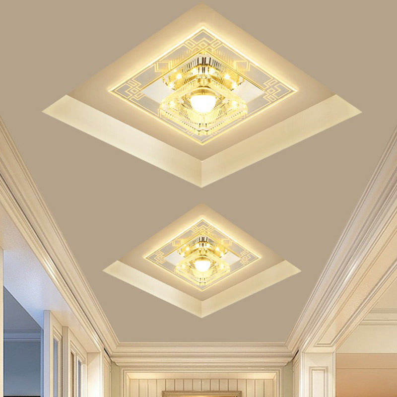 Modern Clear Crystal LED Flush Mount Ceiling Light for Entryway