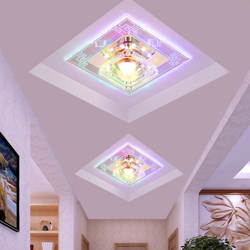 Modern Clear Crystal LED Flush Mount Ceiling Light for Entryway