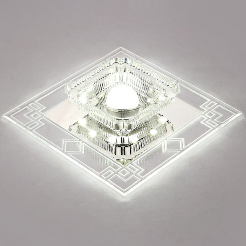 Modern Clear Crystal LED Flush Mount Ceiling Light for Entryway