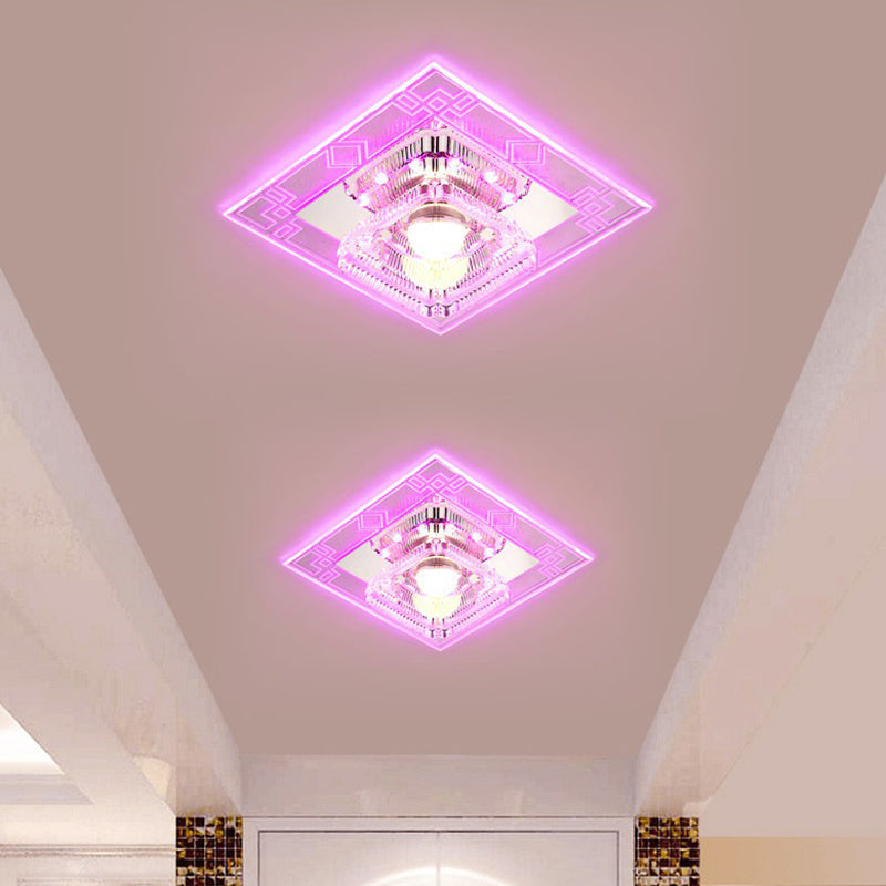 Modern Clear Crystal LED Flush Mount Ceiling Light for Entryway