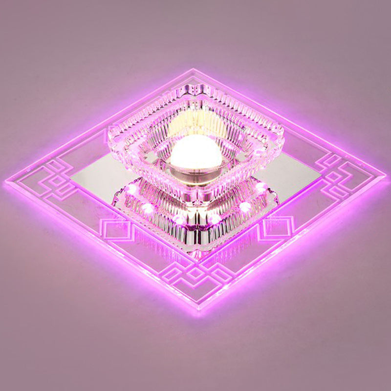 Modern Clear Crystal LED Flush Mount Ceiling Light for Entryway