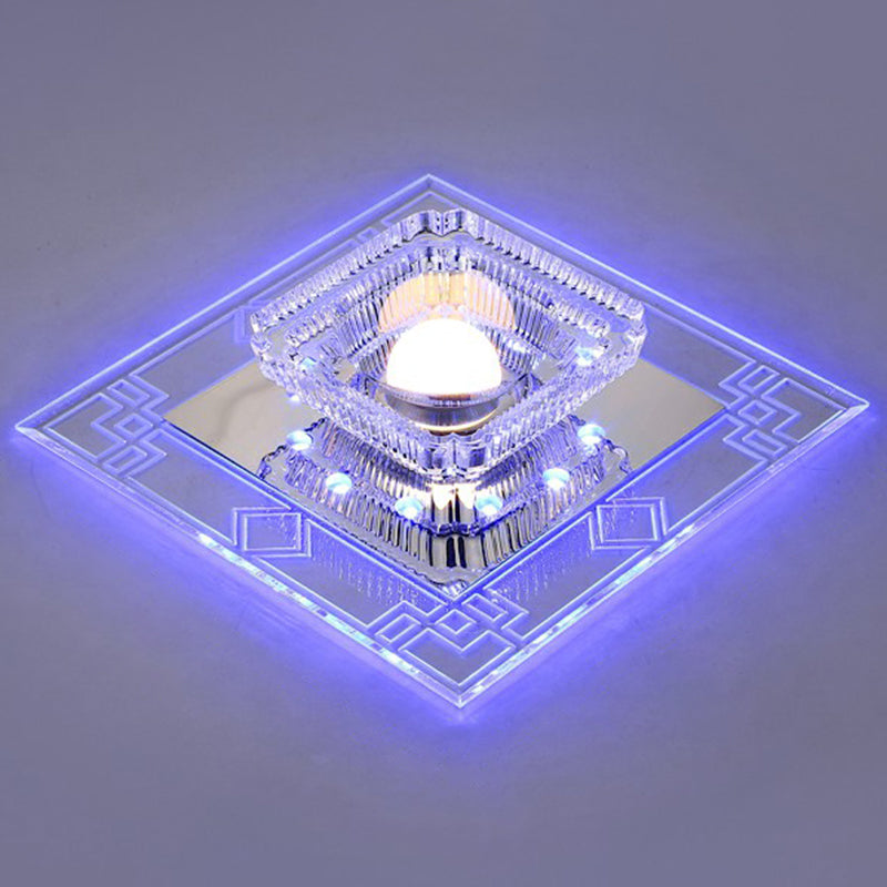 Modern Clear Crystal LED Flush Mount Ceiling Light for Entryway