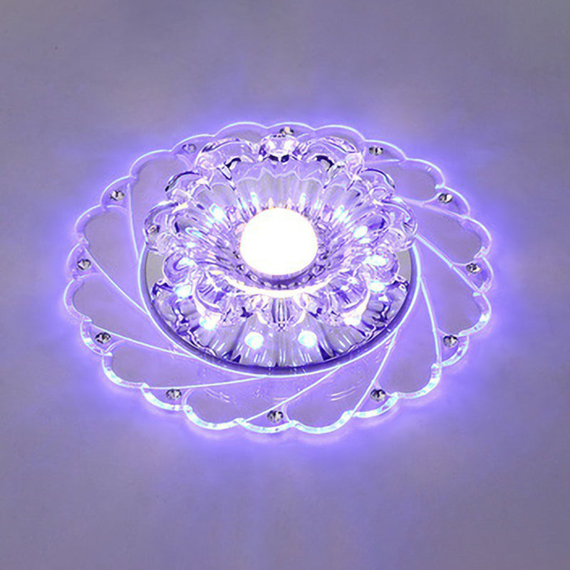 Sleek Crystal Flush Mount Ceiling Light with LED Flower Design for Entryway
