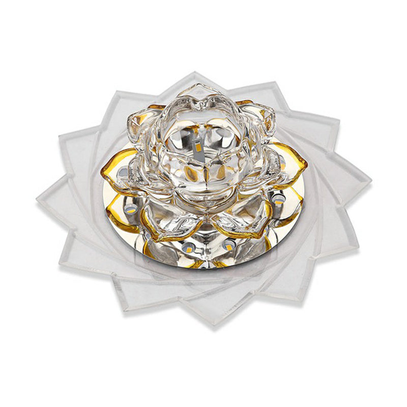 Plafonnier encastré à LED Simplicity Crystal Lotus en transparent, idéal pour les couloirs