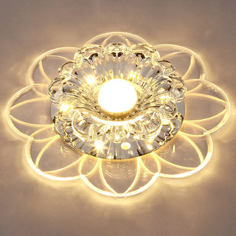 Crystal Simplicity LED Flush Mount Ceiling Light with Flower Corridor Design