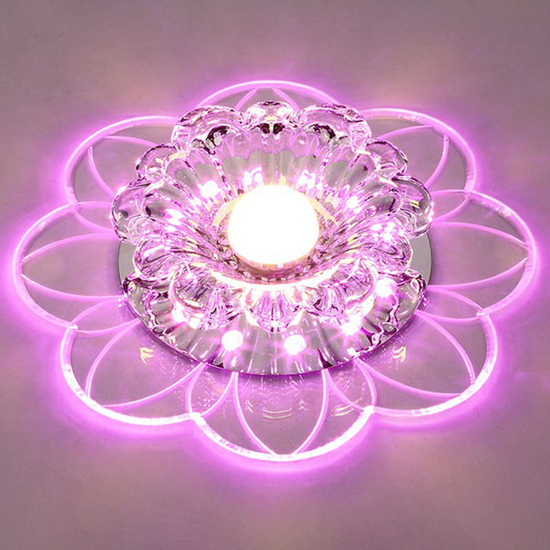 Crystal Simplicity LED Flush Mount Ceiling Light with Flower Corridor Design