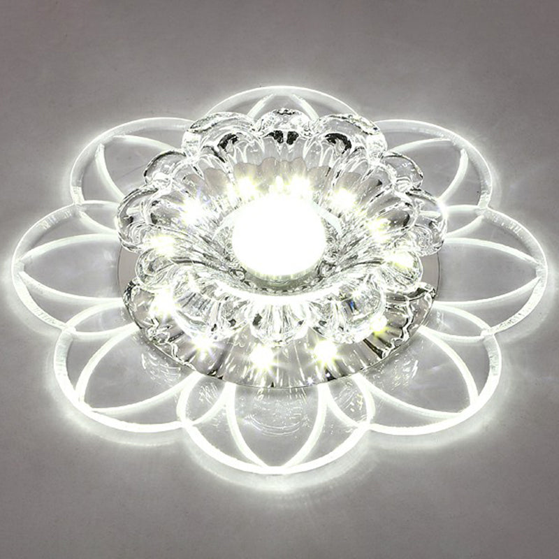 Crystal Simplicity LED Flush Mount Ceiling Light with Flower Corridor Design