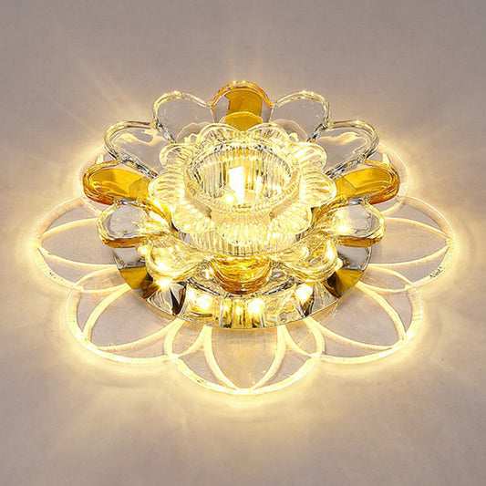 Crystal Clear Led Floral Flush Mount Ceiling Light