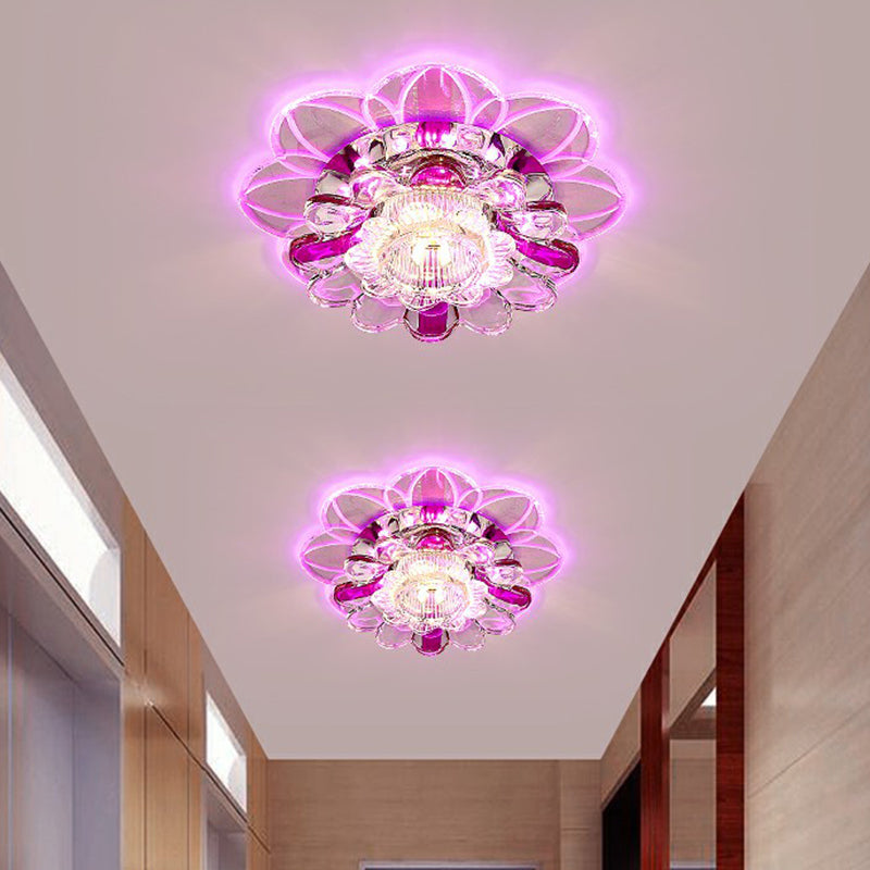 Crystal Clear LED Floral Flush Mount Ceiling Light