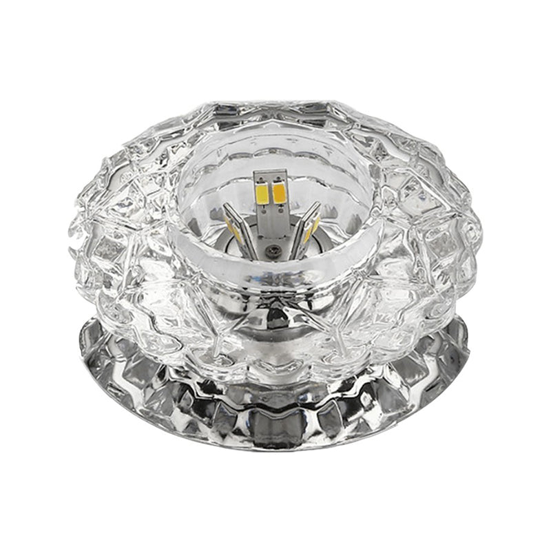 Contemporary Crystal Corridor LED Flush Mount Ceiling Light in Clear with Floral Design