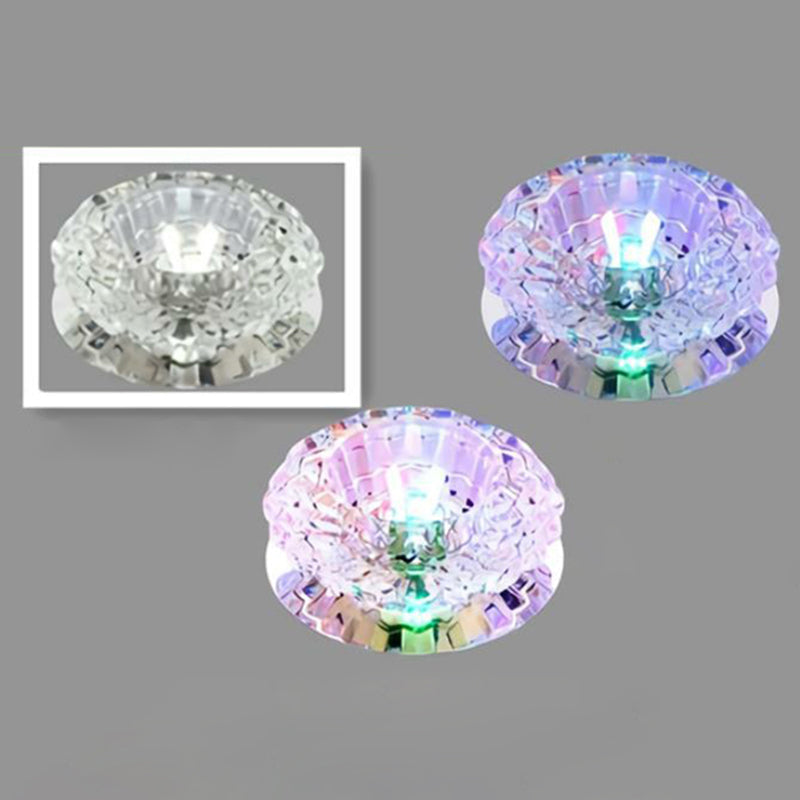 Contemporary Crystal Corridor LED Flush Mount Ceiling Light in Clear with Floral Design