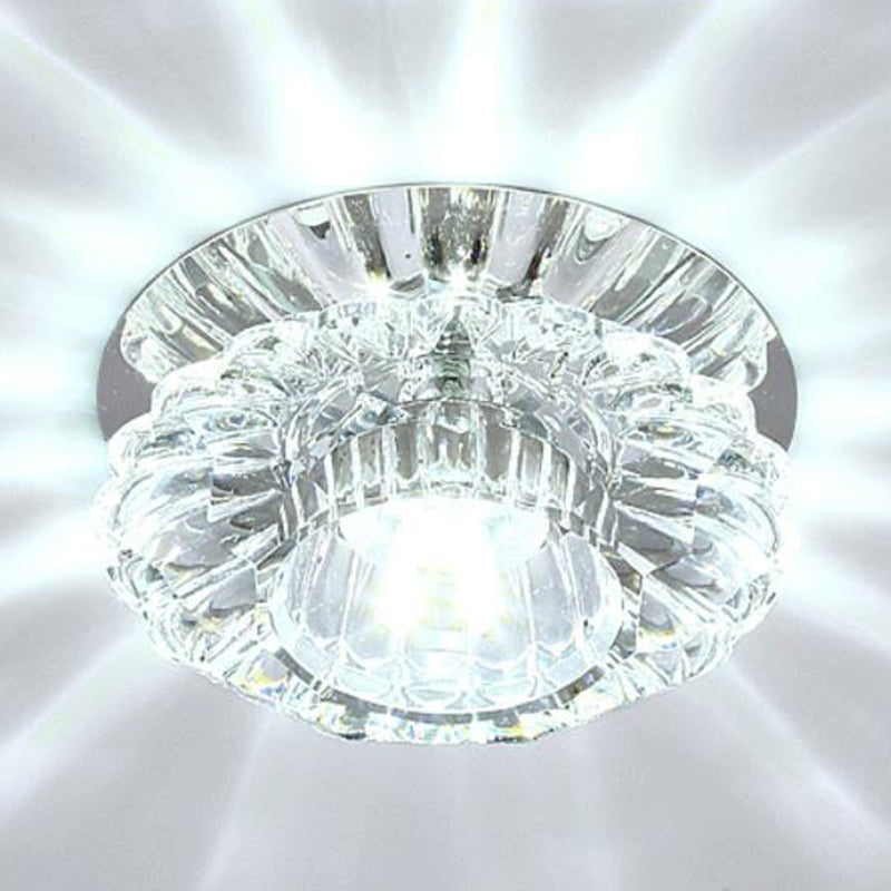 Modern Crystal Clear Flower Shade LED Flush Mount Ceiling Light for Corridor - Stylish & Efficient