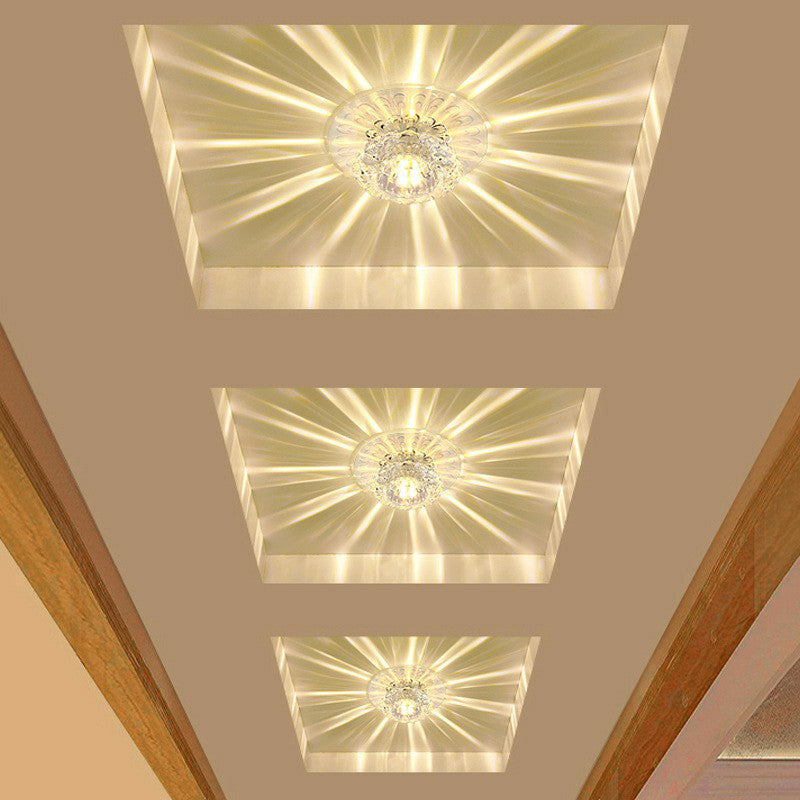Blossom Shade Crystal Flush Ceiling Light - Contemporary LED Fixture for Hallways, Flush Mount and Clear Design