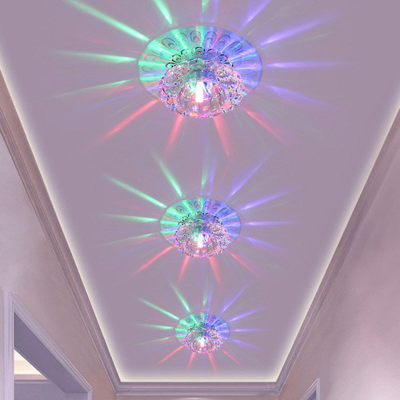 Blossom Shade Crystal Flush Ceiling Light - Contemporary LED Fixture for Hallways, Flush Mount and Clear Design