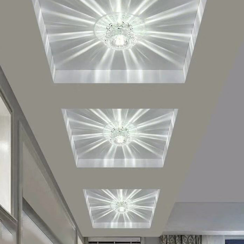 Blossom Shade Crystal Flush Ceiling Light - Contemporary LED Fixture for Hallways, Flush Mount and Clear Design