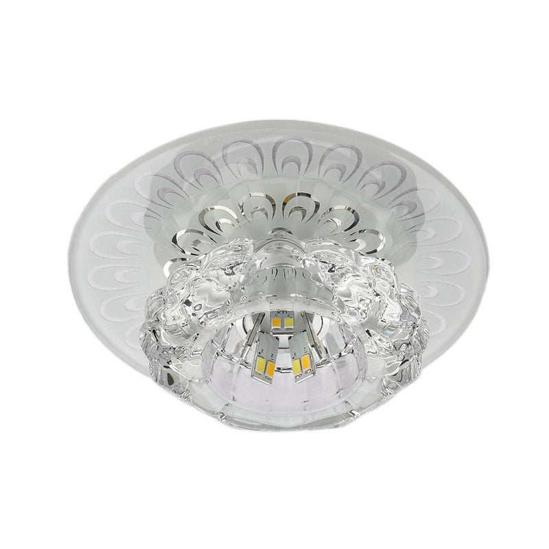 Blossom Shade Crystal Flush Ceiling Light - Contemporary LED Fixture for Hallways, Flush Mount and Clear Design