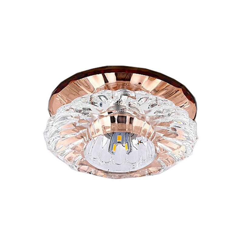 Artistic Crystal Flush Light Fixture - Contemporary LED Ceiling Light for Hallways - Floral Shade - Clear