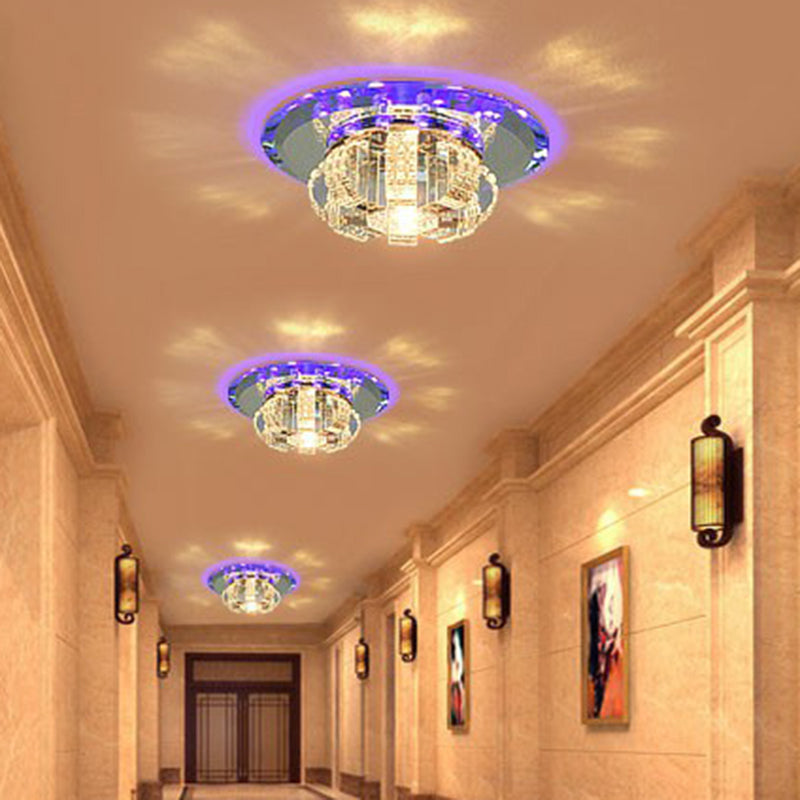 Minimalist Crystal Flush Mount LED Light Fixture for Foyer