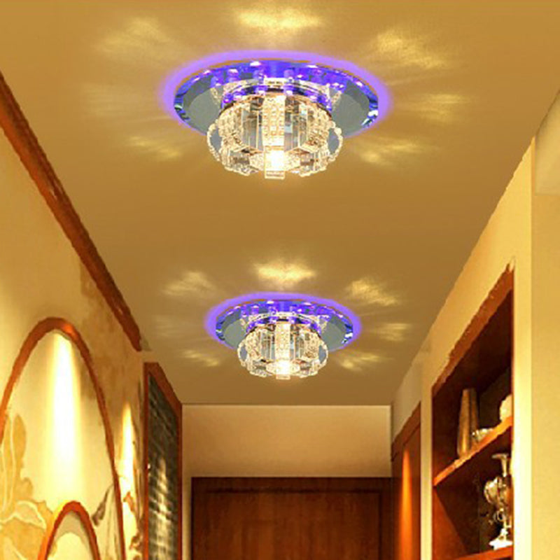Minimalist Crystal Flush Mount LED Light Fixture for Foyer