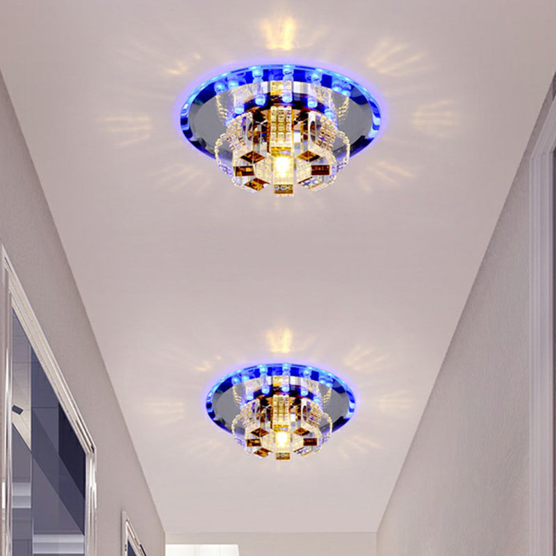 Minimalist Crystal Flush Mount LED Light Fixture for Foyer