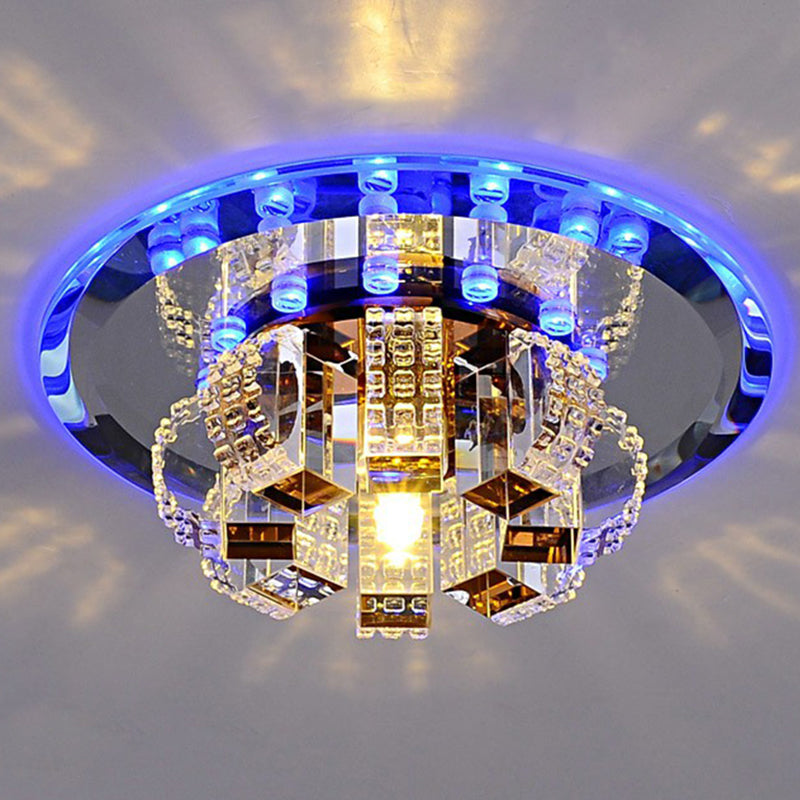 Minimalist Crystal Flush Mount LED Light Fixture for Foyer