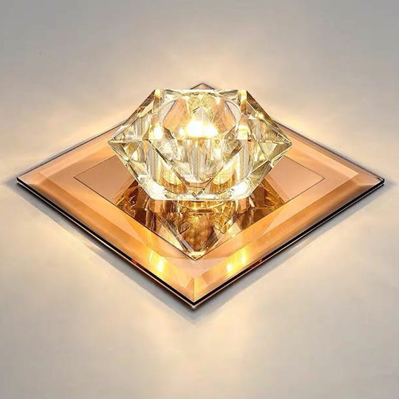 Crystal Gem LED Ceiling Light for Foyers and Hallways - Simple and Stylish Flush Mount